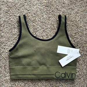 NEW Calvin Klein Khaki Sports Bra SIZE M